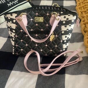 Betsy Johnson medium sized black-and-white polkadot purse
